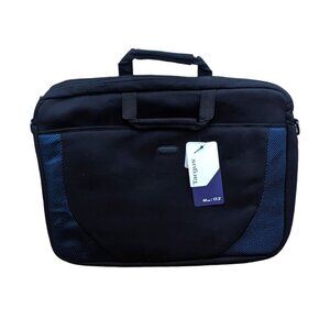 Targus Lightweight Neoprene Black Blue Trim Office Laptop Case Travel Bag 17.3"